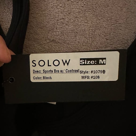 Solow Sports Bra With Contrast Black Size Medium NWT Mesh Bra Vegan Leather - Picture 3 of 6